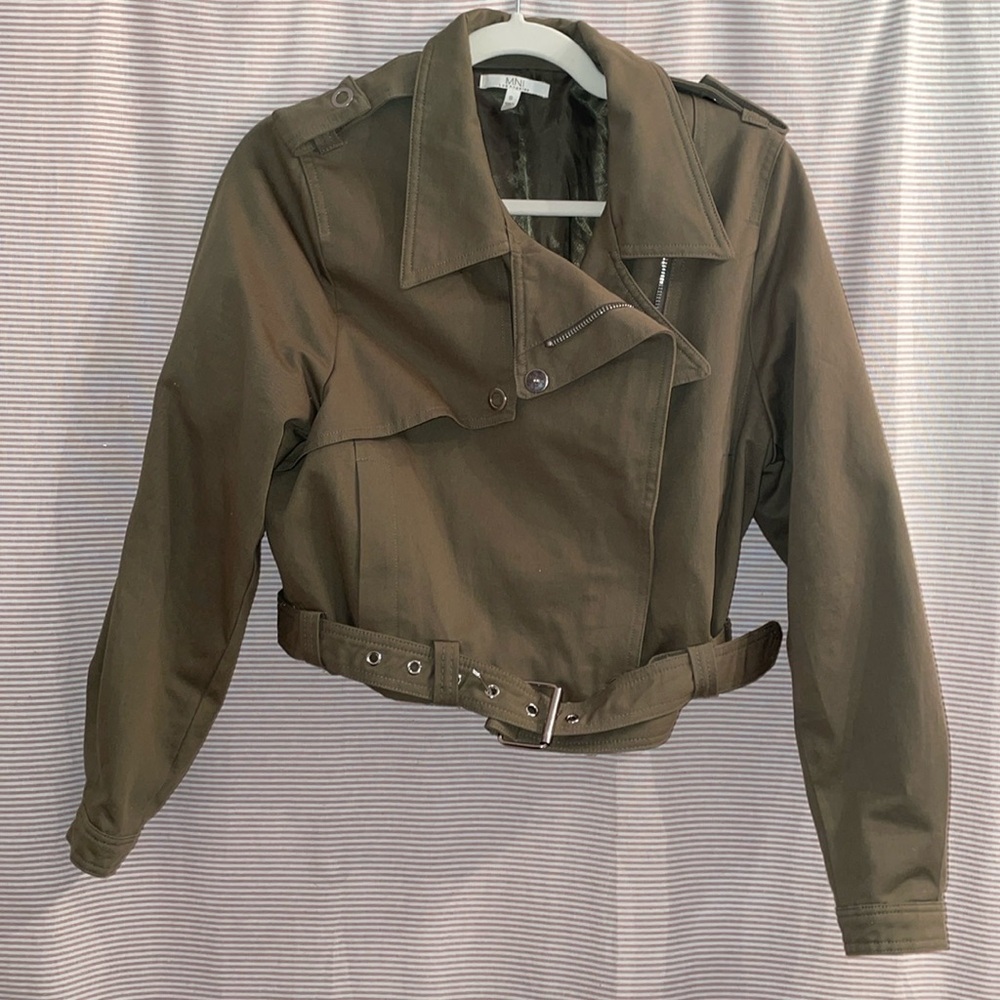 Cropped Green Utility Moto Jacket